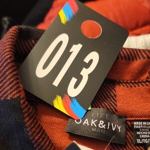 #13...NWT Oak & Ivy Men's Red and Black Plaid Shirt...XL